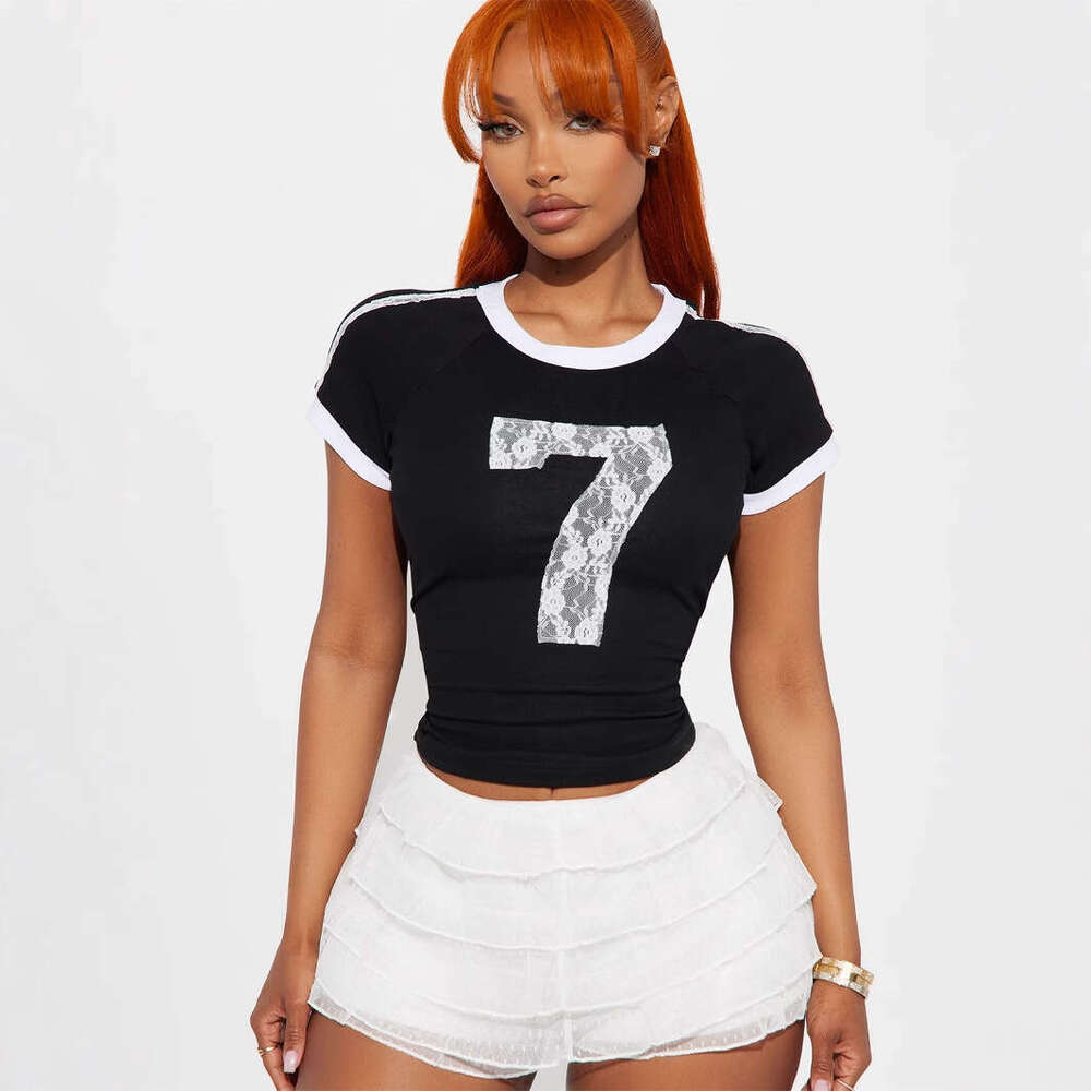 Autumn New Street Style Slim Fit Sexy Printed Hot Girl Top T-Shirt Short Sleeve B5