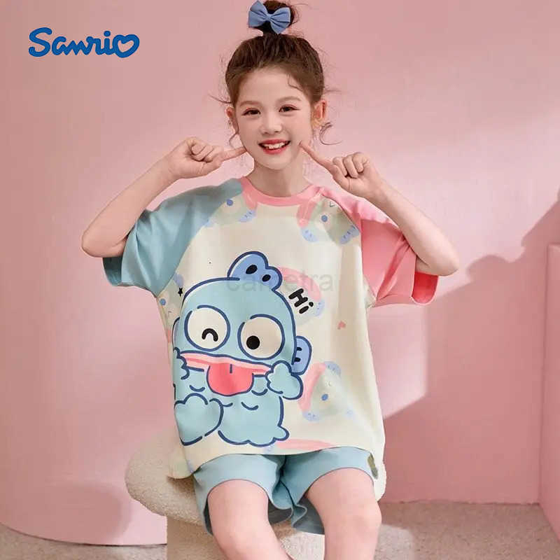 Sanrio Hangyodon Short Sleeve Childrens Pajama Set Cartoon Anime Accessories Printed Summer Thin Two Piece Set Home Clothes Set XJ250618XJ250618