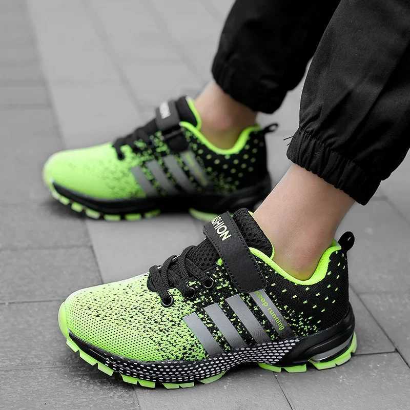 Hot Sale Green Red Childrens Running Shoes Summer Outdoor Breathable Kids Shoes Trainers Low-cut Sneakers for Boys 7 to 14 Years Z250618