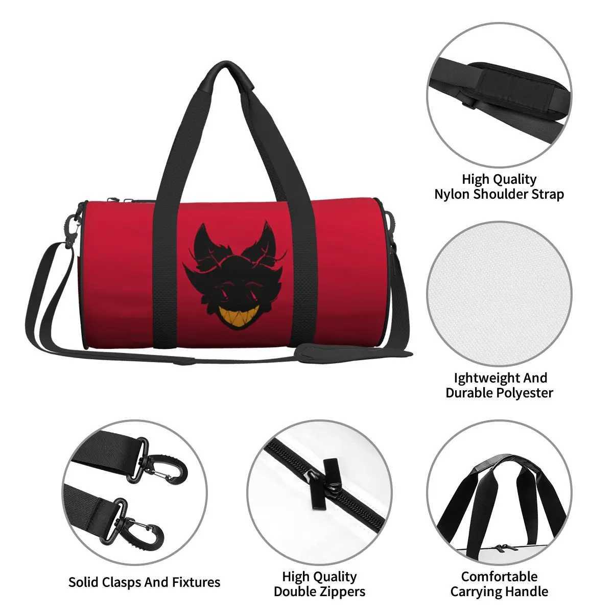 H-Hazbin H-Hotel Round Large Capacity Travel Duffel Bag Tote Large Capacity Weekender Gym Sport Holdall W250618