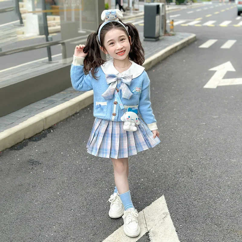 Sanrio Sanrio Cinnamoroll Childrens CosPlay Academy Style Pleated Skirt Girl Autumn Princess Dress Kids JK Uniform Birthday Party Gift XJ250618