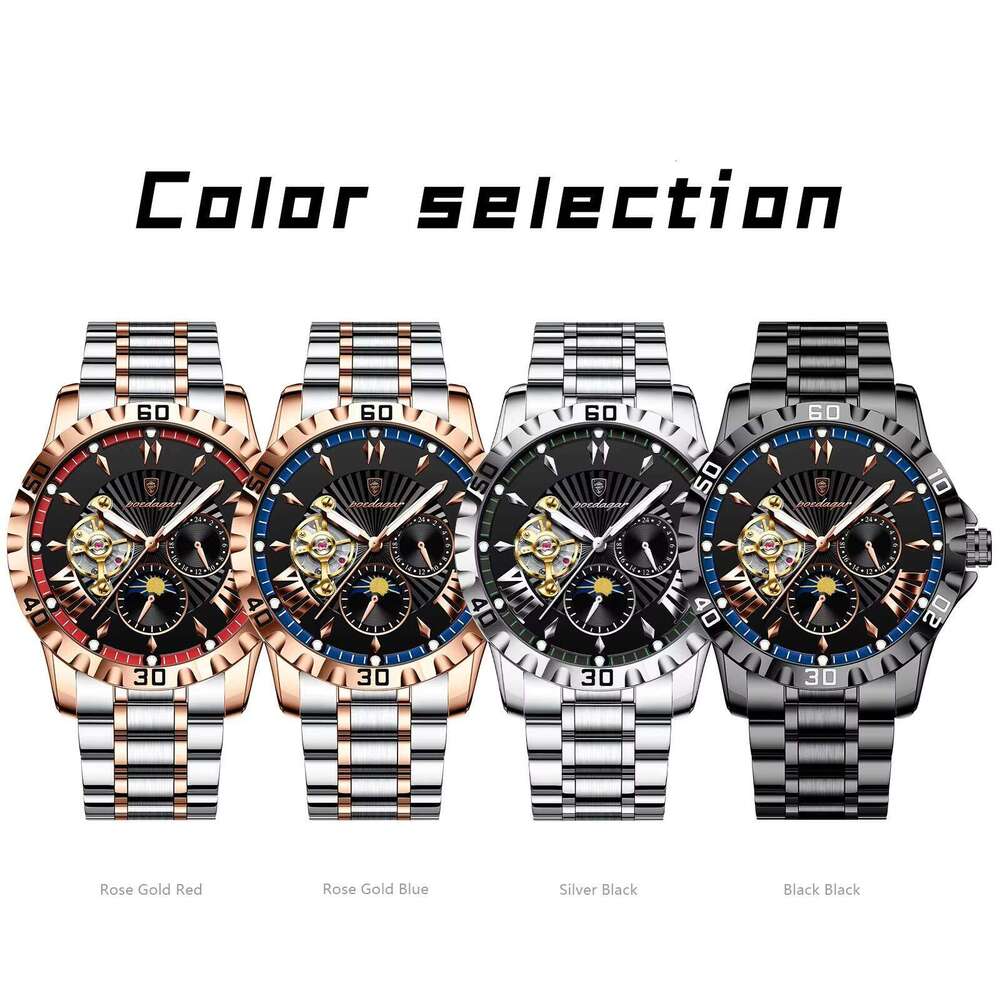 DHgargets Hot Sale 1415 New Men's Fashion Casual Multifunctional Automatic Waterproof Quartz Watch Reloj Hombre 2025