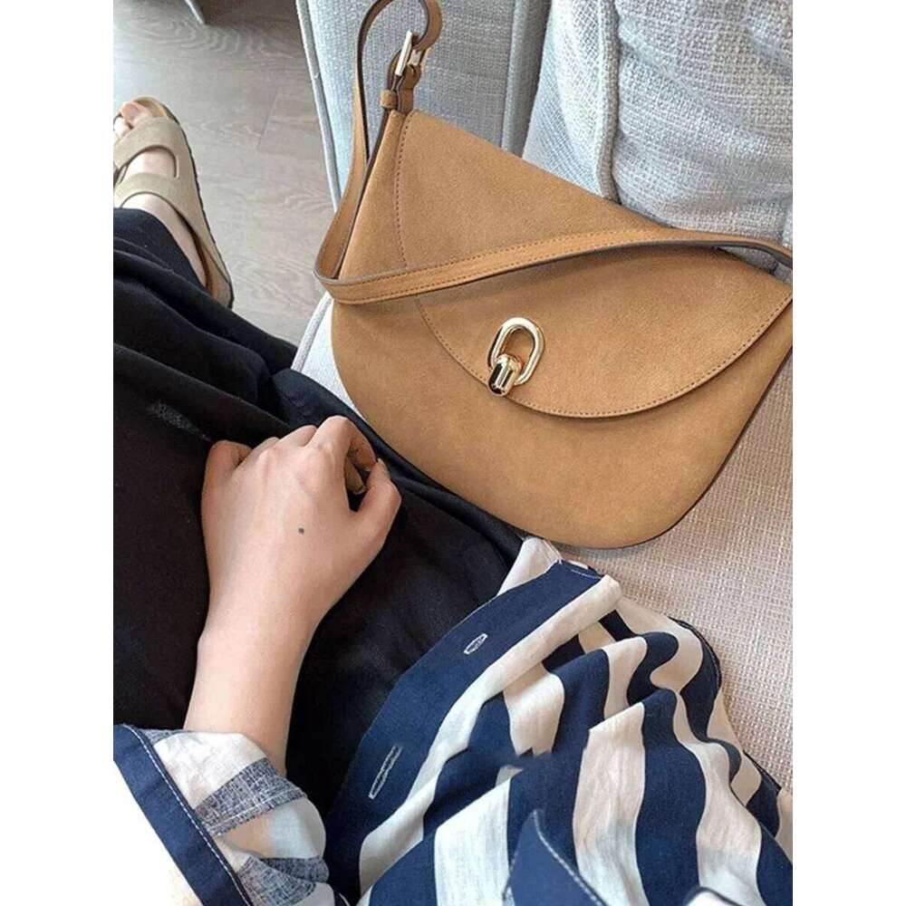 SAVETTE Tondo 20 Single Shoulder Crossbody Women Fashionable Simple High Quality Suede Genuine Leather Saddle Savette Bag