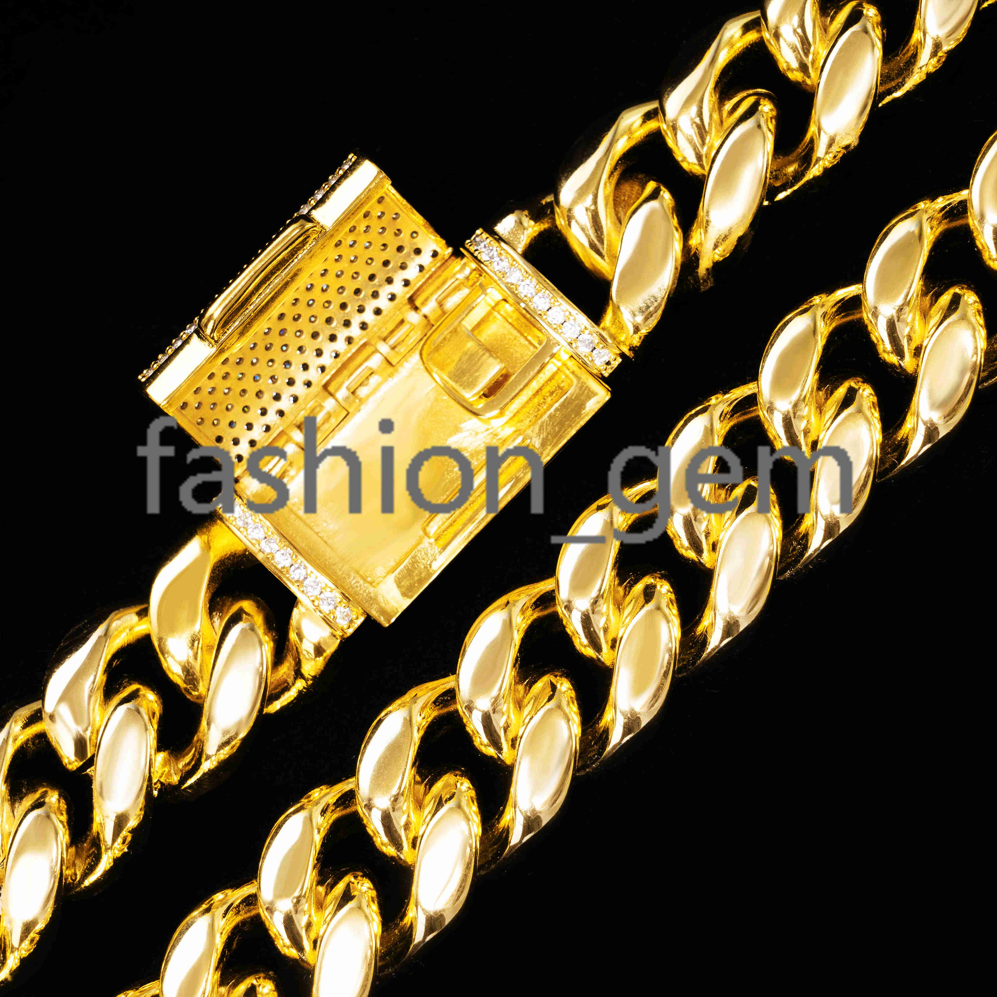 8mm 10mm 12mm 14mm Iced Out Diamond Moissanite Clasp Miami Cuban Necklace 18k Gold 925 silver 925 silver Gold Cuban Chain Necklace