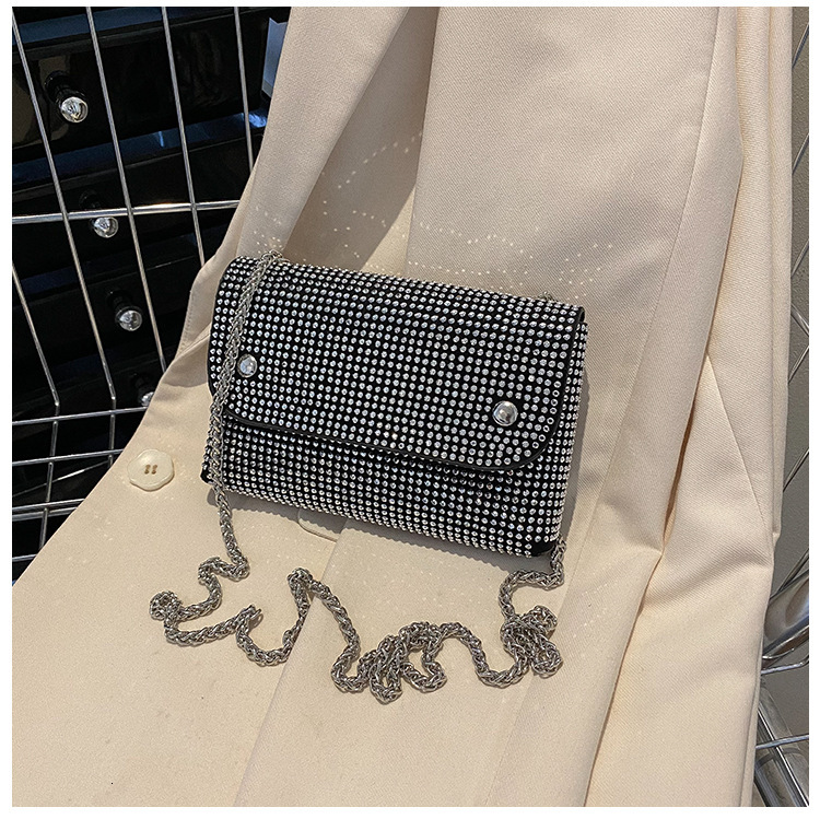Free Shipping 2025 New Designer Bag Niche All Diamond Women's Shoulder Handbag Fashionable High-quality Shopping Bag Trendy Small Square Bag