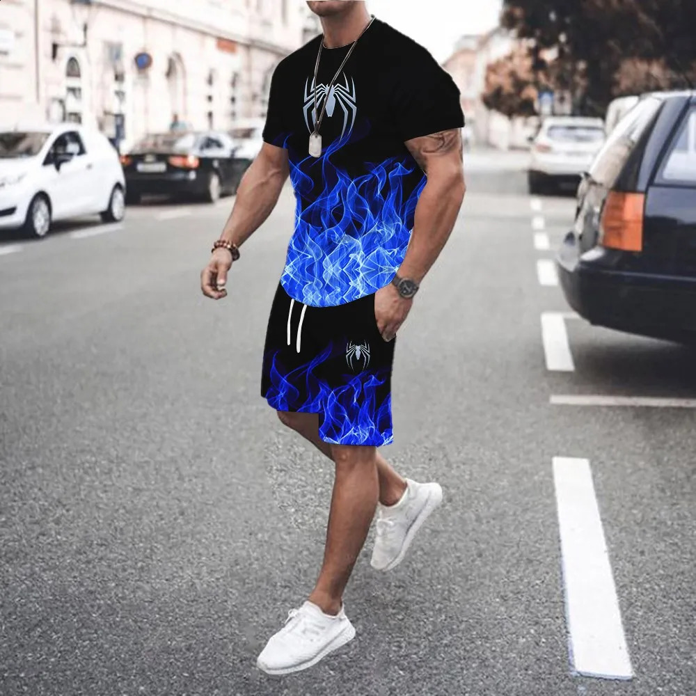 3D Printed Men s Casual Gradient TShirt Shorts Set Tracksuit Male 2 Pieces Fashion Outfit Man Clothing Jogging Suit 250614