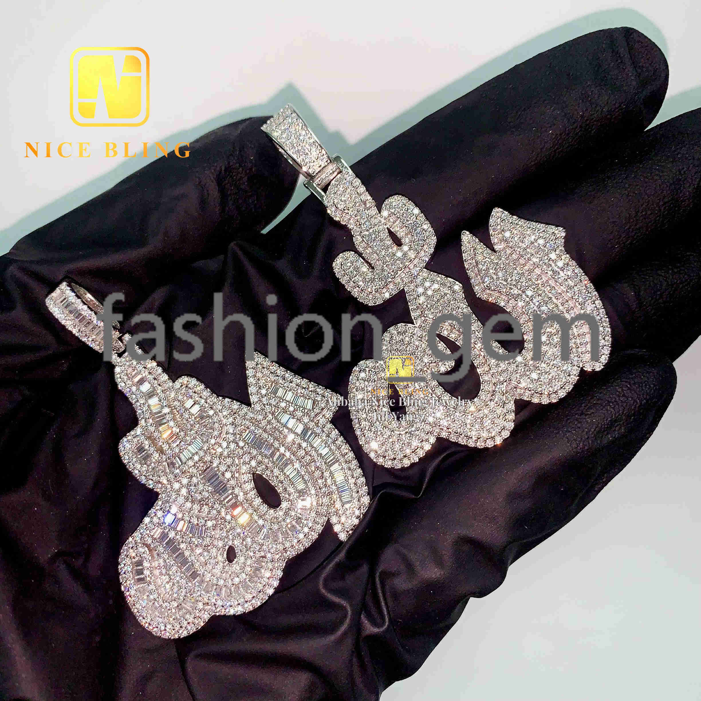 Protection Lucky Muslim Religious Jewelry Protection Allah Pendant 925 Silver Hip Hop Jewelry Custom Pendant Moissanite