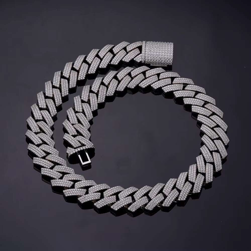 Vvs Moissanite Diamond CZ 925 Sterling Silver Brass Cuban Link Chain Necklace Iced Out Custom Miami Cuban Link Chain for Men