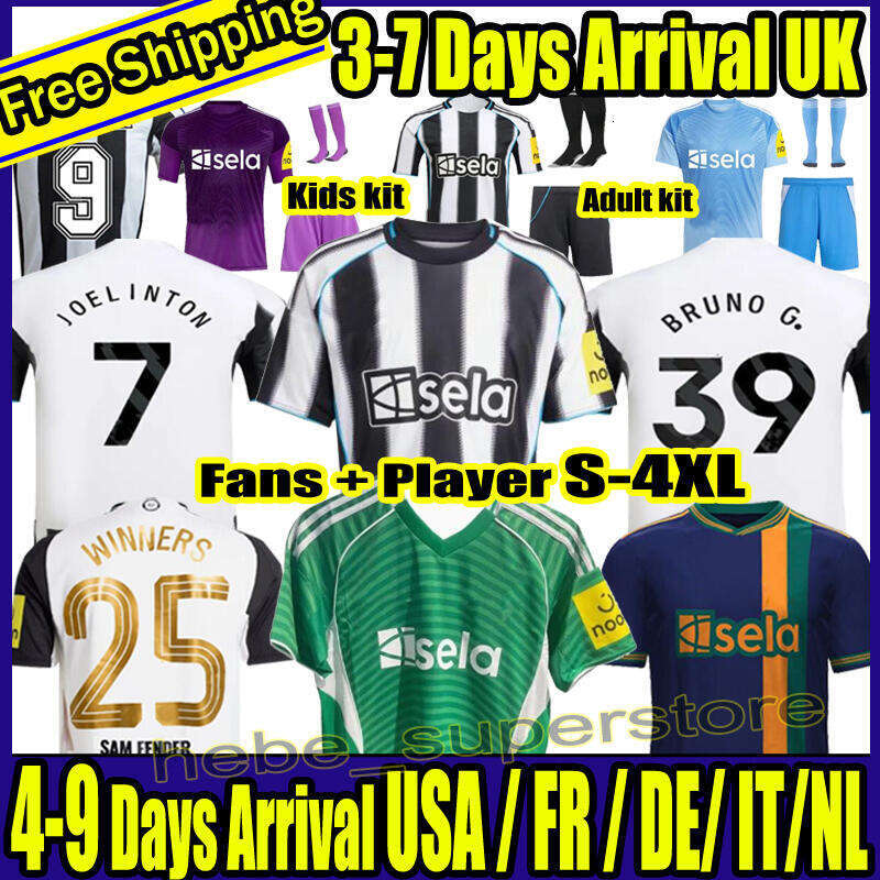 S-4XL 24 25 26 L.MILEY TONALI BRUNO G. Soccer Jerseys ISAK JOELINTON TRIPPIER GORDON SCHAR NUFC 2025 Football Shirt BURN winners top Men Kids kit sets Pre-Match Kit