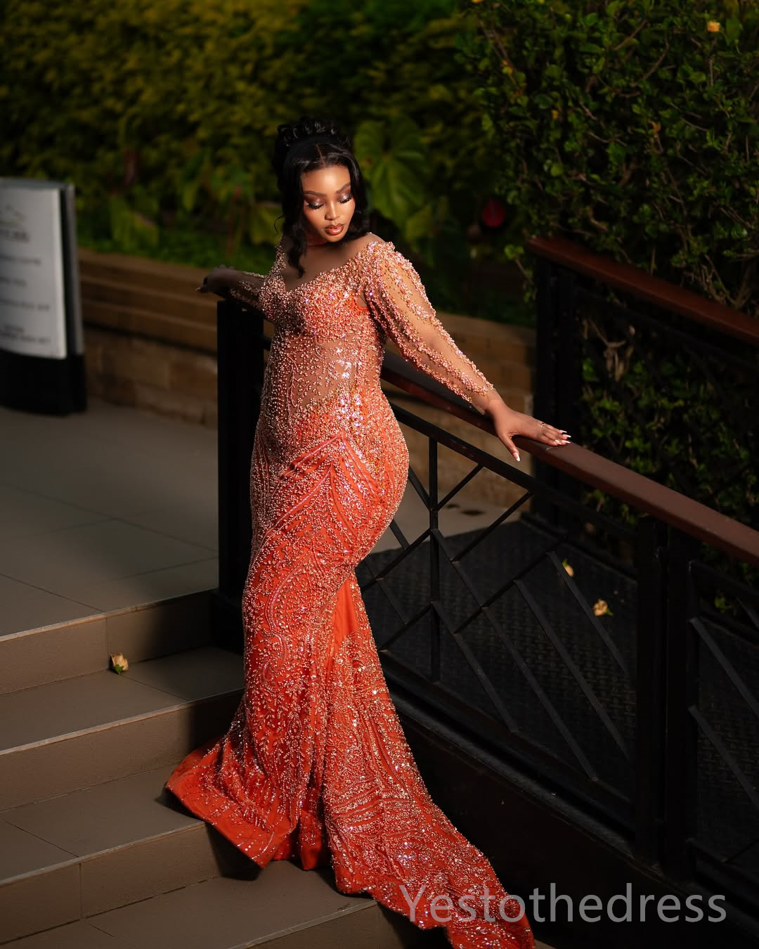 2025 Plus Size Aso Ebi Prom Dress Mermaid Prom Dresses Evening Formal Gowns Sheer Neck Illusion Long Sleeves Beaded Lace Birthday Dress Second Recepti