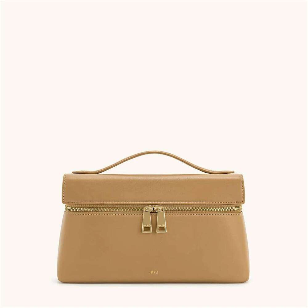 JW PEI 2025 New Thea Women's Genuine Leather Handbag Lunchbox Style Top Handle Crossbody Bag Commuter-Friendly Shoulder Fashion