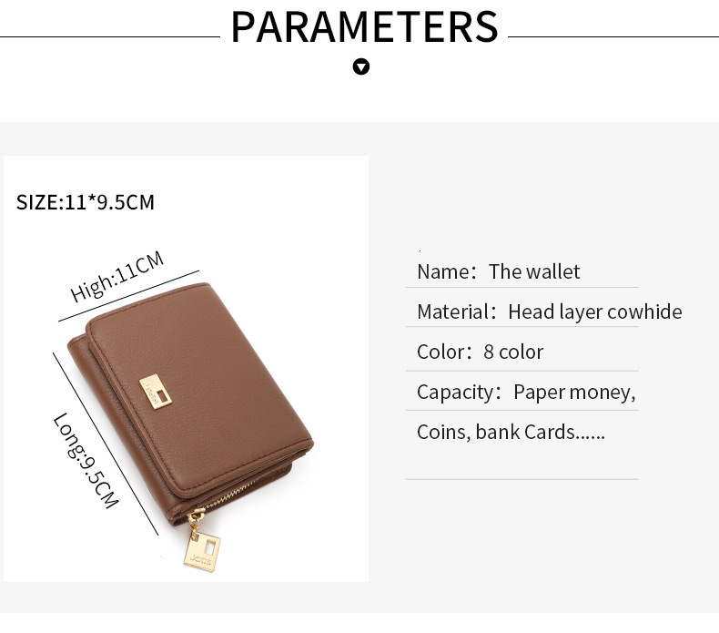 Freeshipping New Designer Genuine Women's Leather Wallet Luxury Clutch Zipper Multi-card Slot Card Holder Large Capacity Japanese Style Short Sol