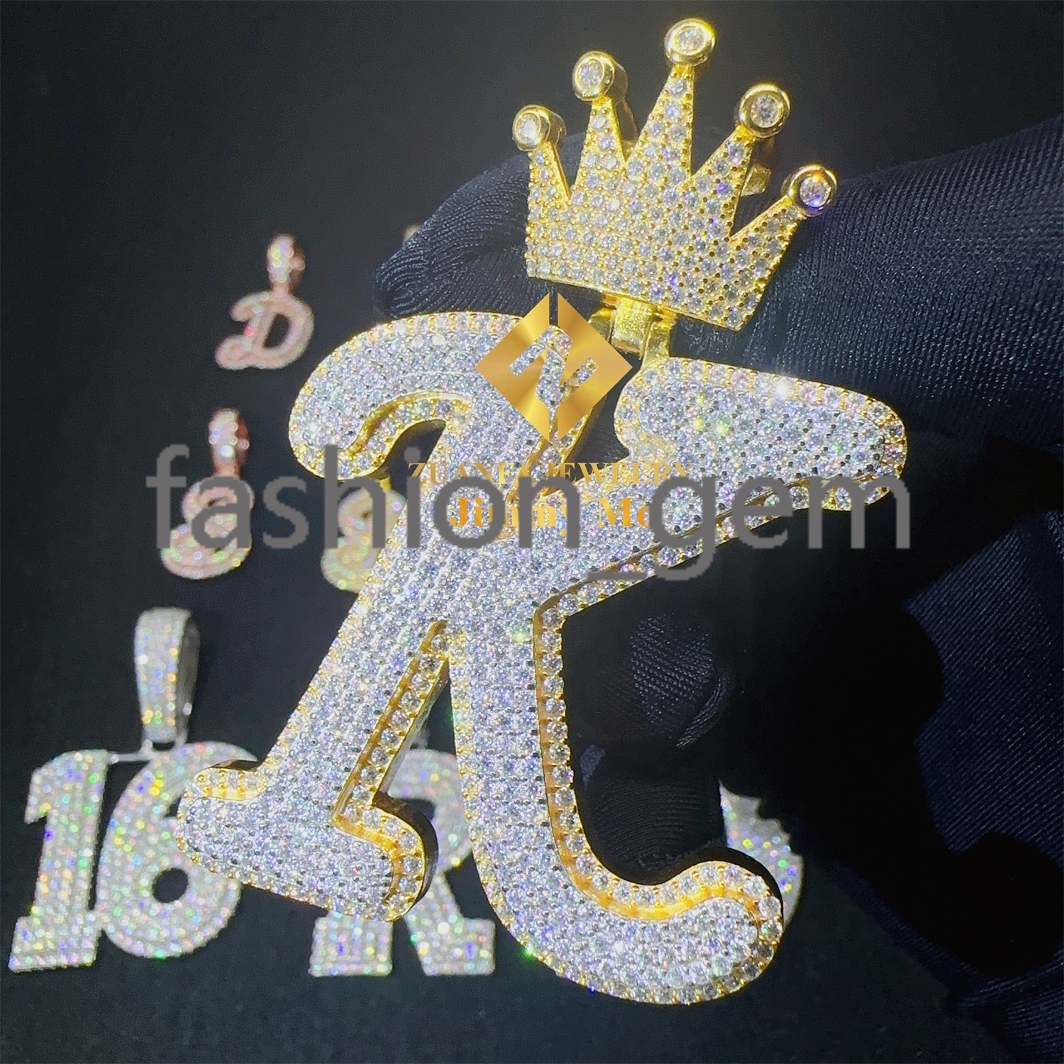 Custom Pass Diamond Tester GRA Certificates Iced Out Hip Hop Jewelry VVS Moissanite Diamond Initial Letter Pendant Necklace