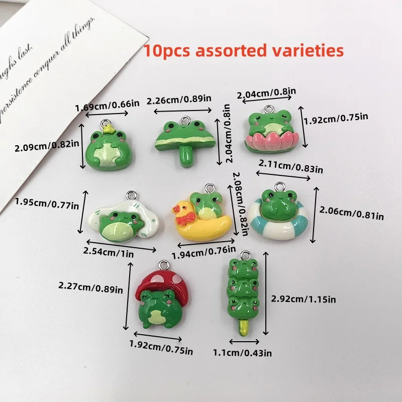 10pcs Kawaii Animals Green Mushroom Frog Charms for Jewelry Making Findings Resin Charm Pendants Flatback Diy Earrings C884 250609