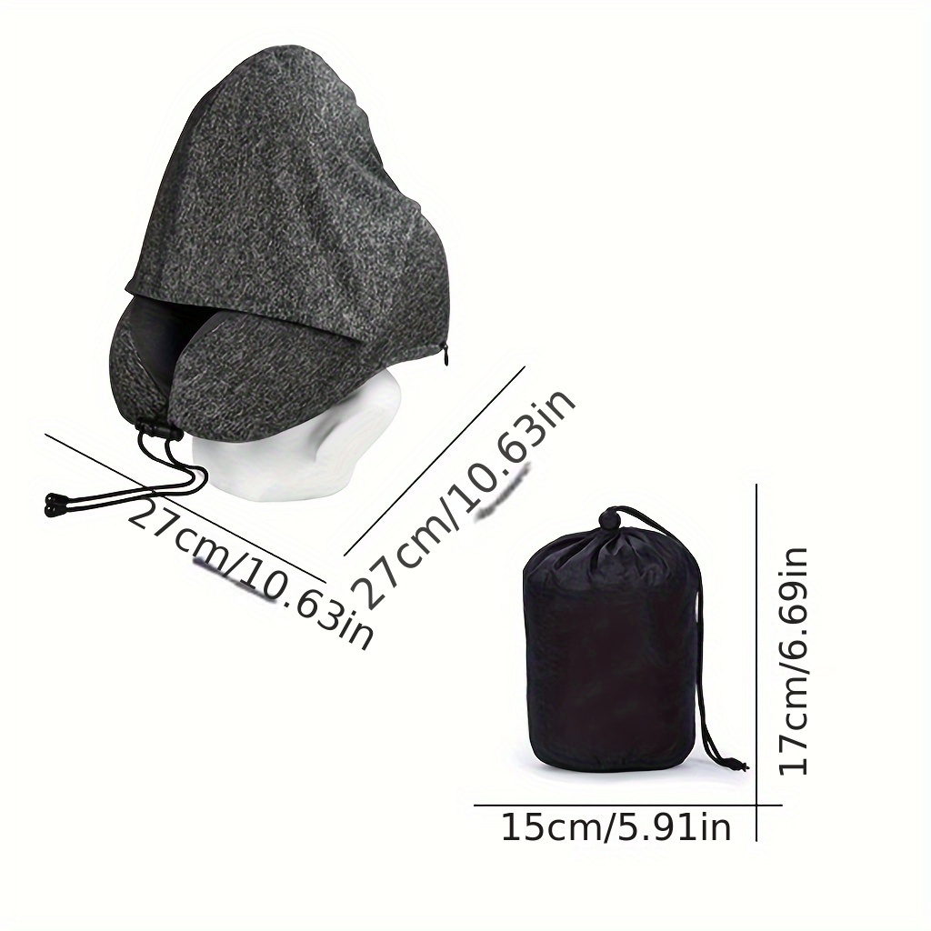 New hooded shading U-shaped pillow travel portable aircraft neck protection memory cotton pillow lunch break neck protection U-shaped pillow.