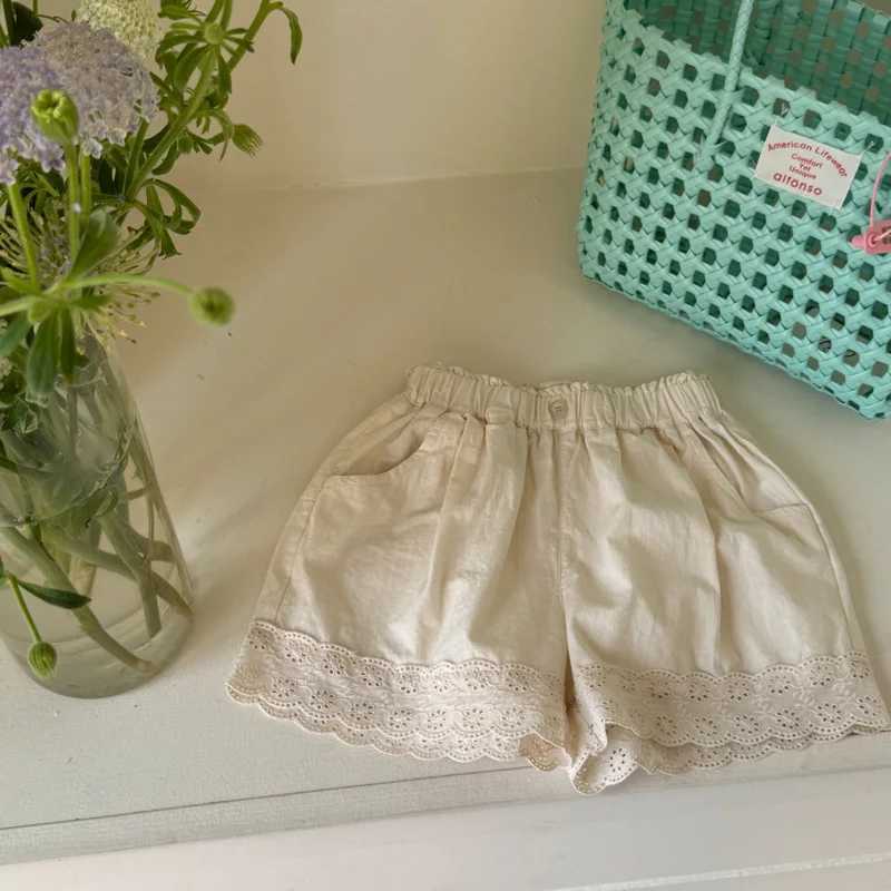 Children Loose Shorts 2-9 Years Summer New Solid Girls Cute Lace Shorts Fashion Versatile Baby Cotton Casual Pants Kids ClothesC250617