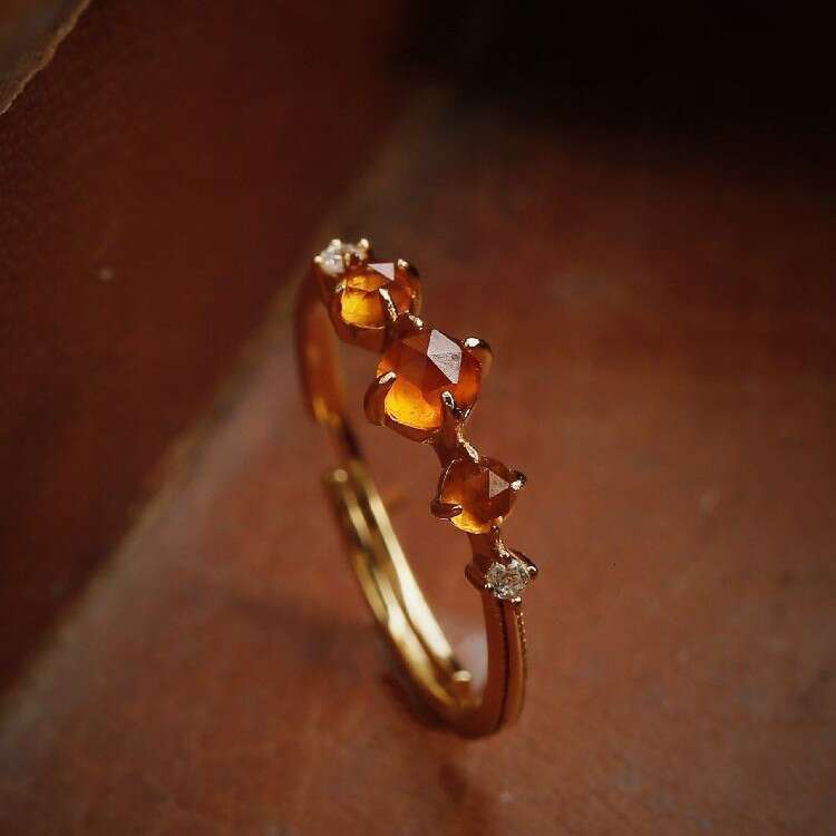 "Phantom Sun" Orange Garnet for Women, High-End Ins Style, Elegant Adjustable Ring