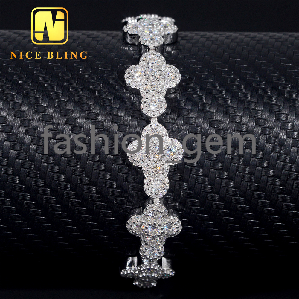 New Design Jewelry Silver 925 VVS Round Moissanite Cuban Link Diamond Chain Hip Hop Bracelet