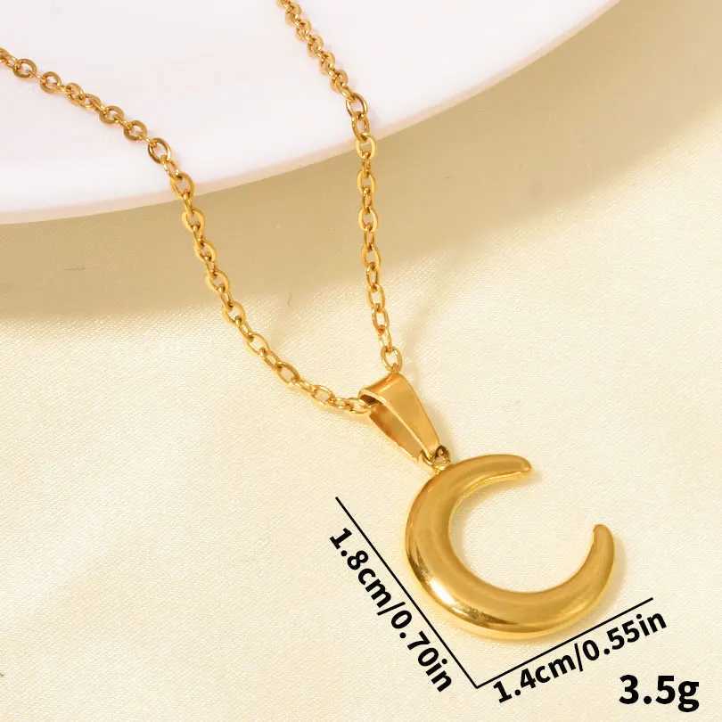 Stainless Steel Crescent Moon Pendant Necklaces For Women Men Accessories Chain On The Neck Necklace Fashion Waterproof Jewelry W250618