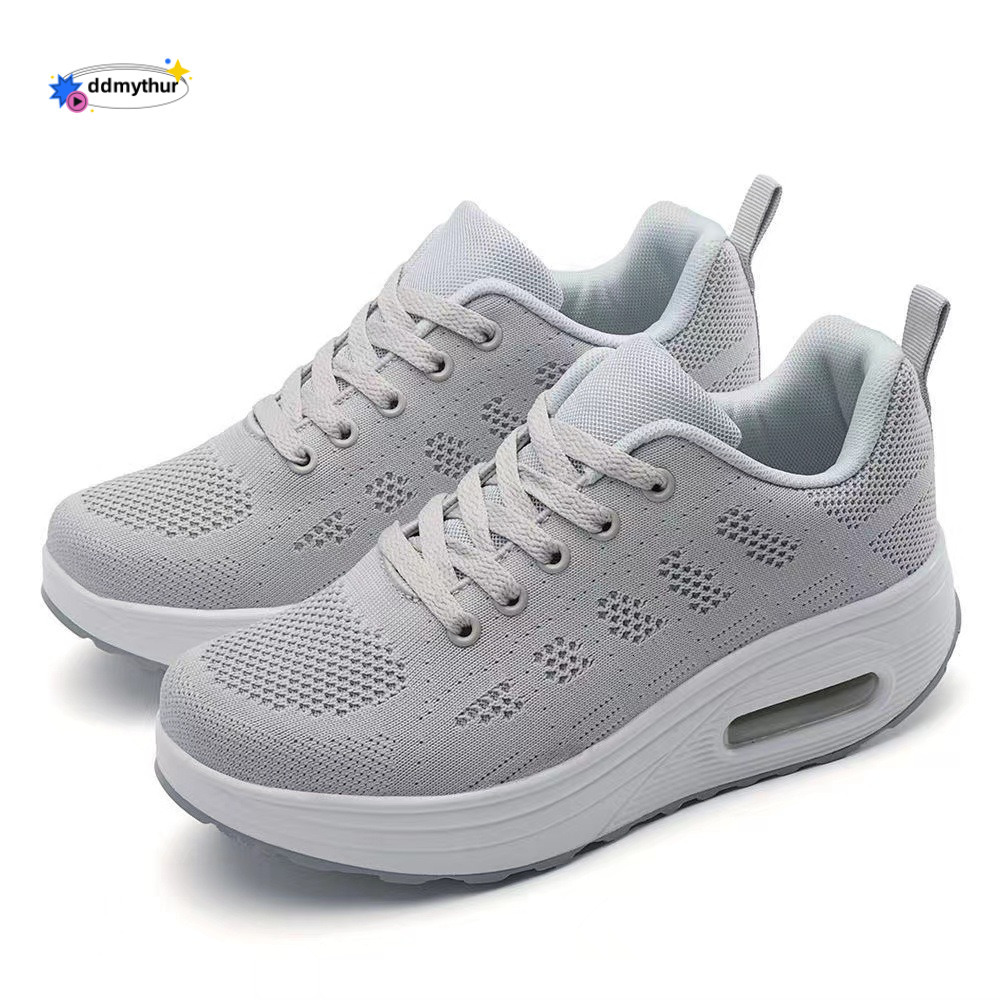 Mesh Women's Spring Summer New Fashion Simple Breathable Single Women Thick Sole Height Increasing Lightweight Comfortable Trendy Sports Shoes