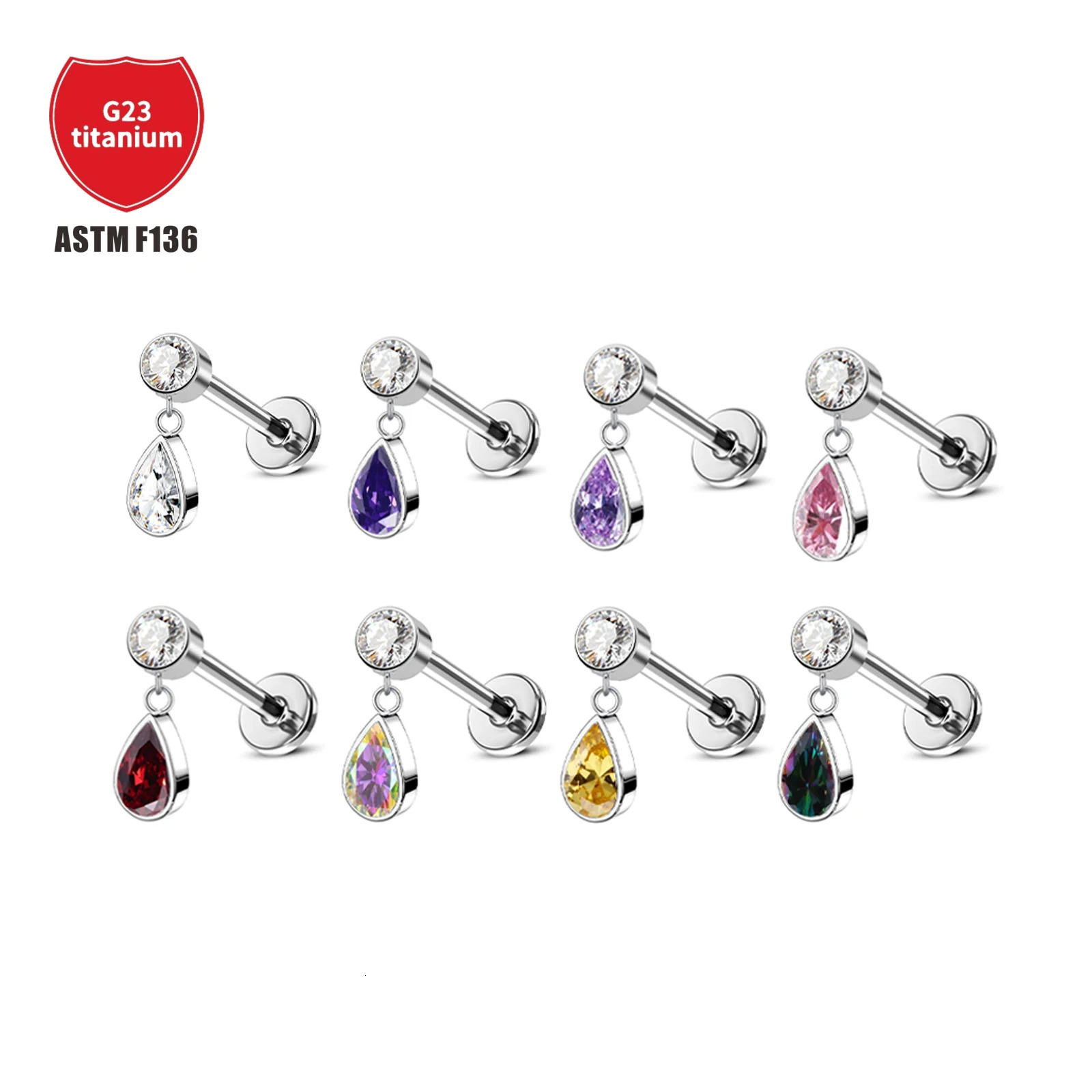36 Alloy Earrings Water Drop Pendant Cylindrical Water Drop Tear Drop Ear Bone Nail Human Puncture Accessory 250617