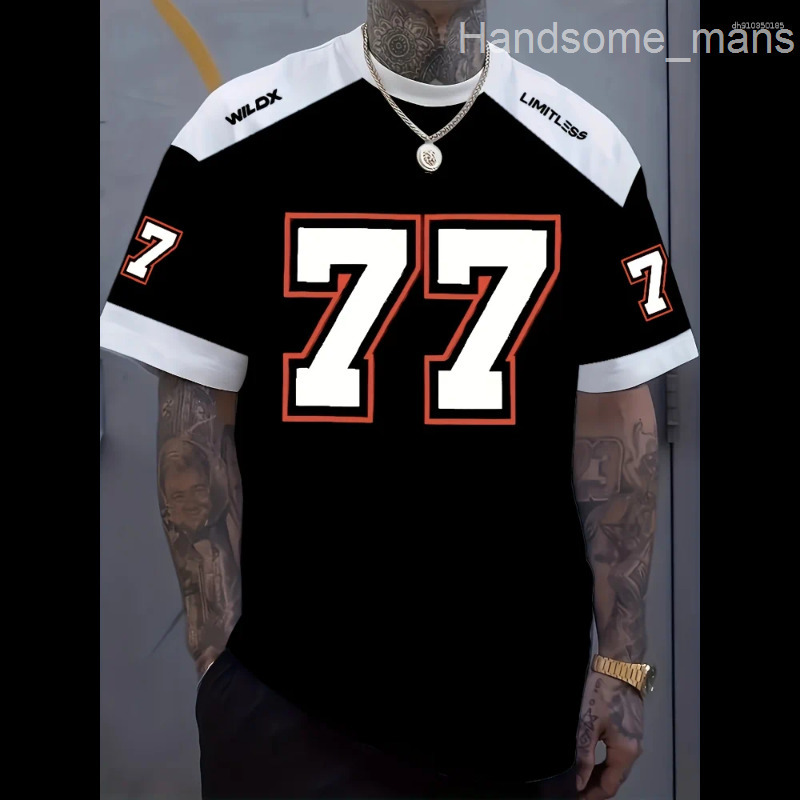 Mens T Shirts T-shirt Retro Sport 77 Series Vintage Inspired 3D Printed Sportswear Summer Polyester Tee For Gym Clothes