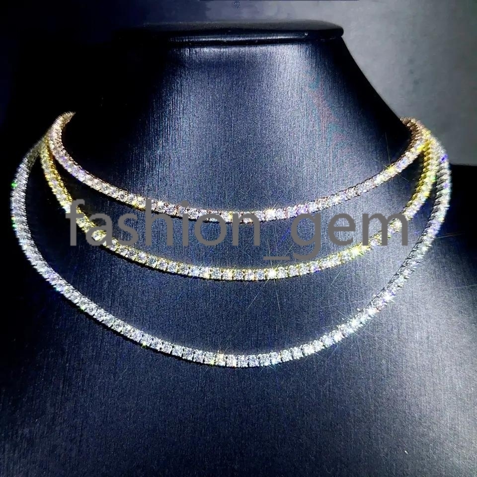 Cheapest Price Tennis Chain 3mm 4mm 5mm GRA Hip Hop Jewelry 925 Sterling Silver VVS D Color Diamond Moissanite Tennis Necklace