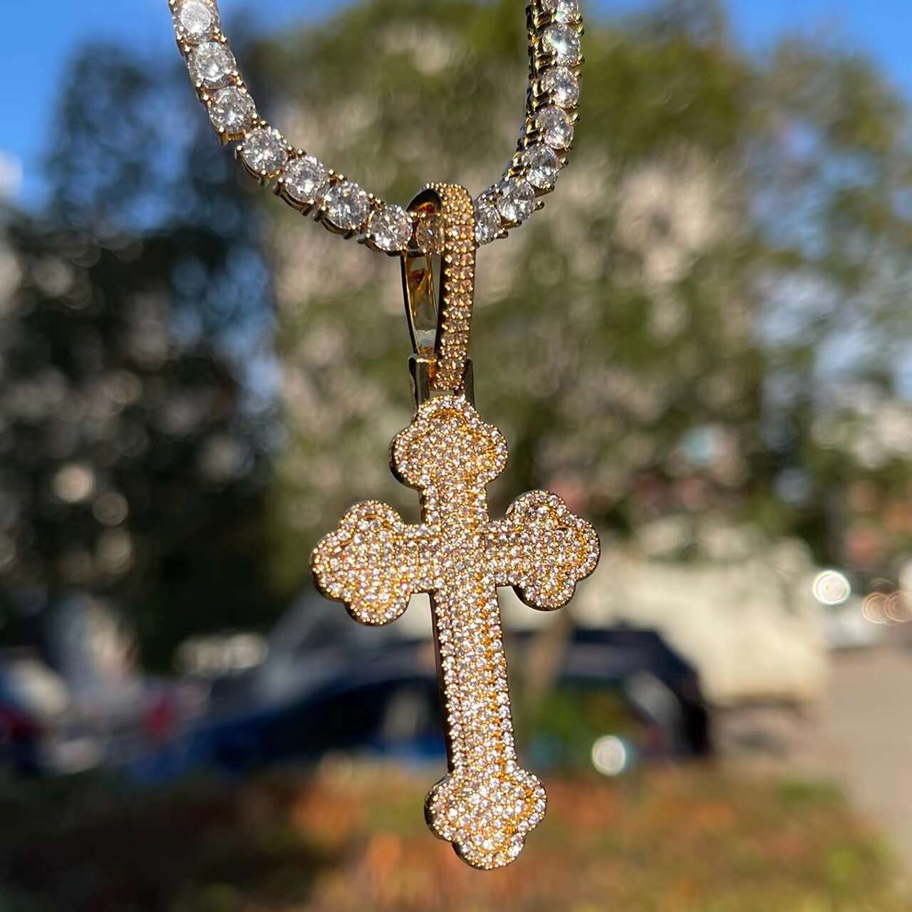 Mens Fully Iced Blinged Out Hip Hop VVS Diamond Cross Pendant Christian Spiritual Moissanite Jewelry Pendants Charms