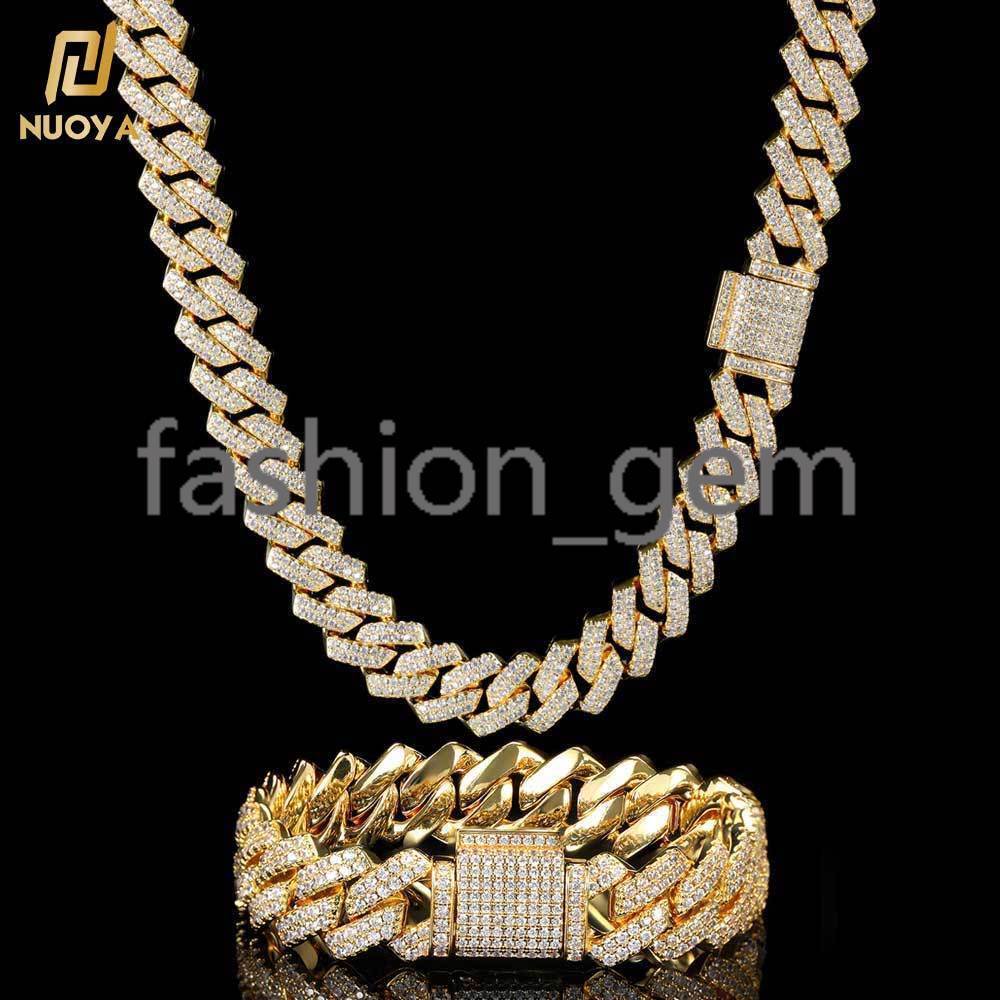 13mm Hip Hop Cadena Men Iced Out Cuban Link Chain Gold Prong Ice Cuban Necklace Women