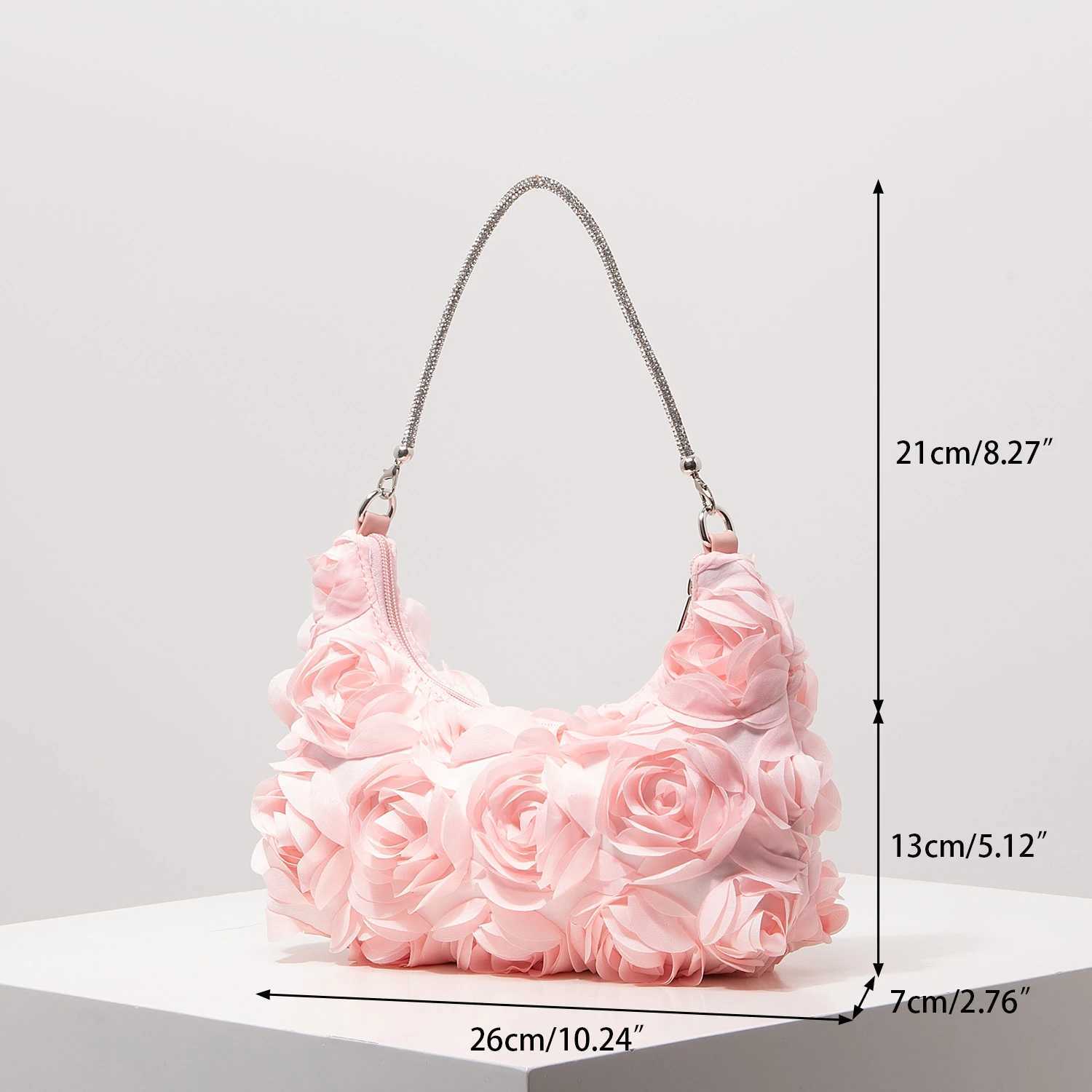 Rose Flower Shoulder Bag Prom Dresses for Women Sequin Bag Handbag Bag for Women Elegant Wedding Items (Random Pattern) Z250618