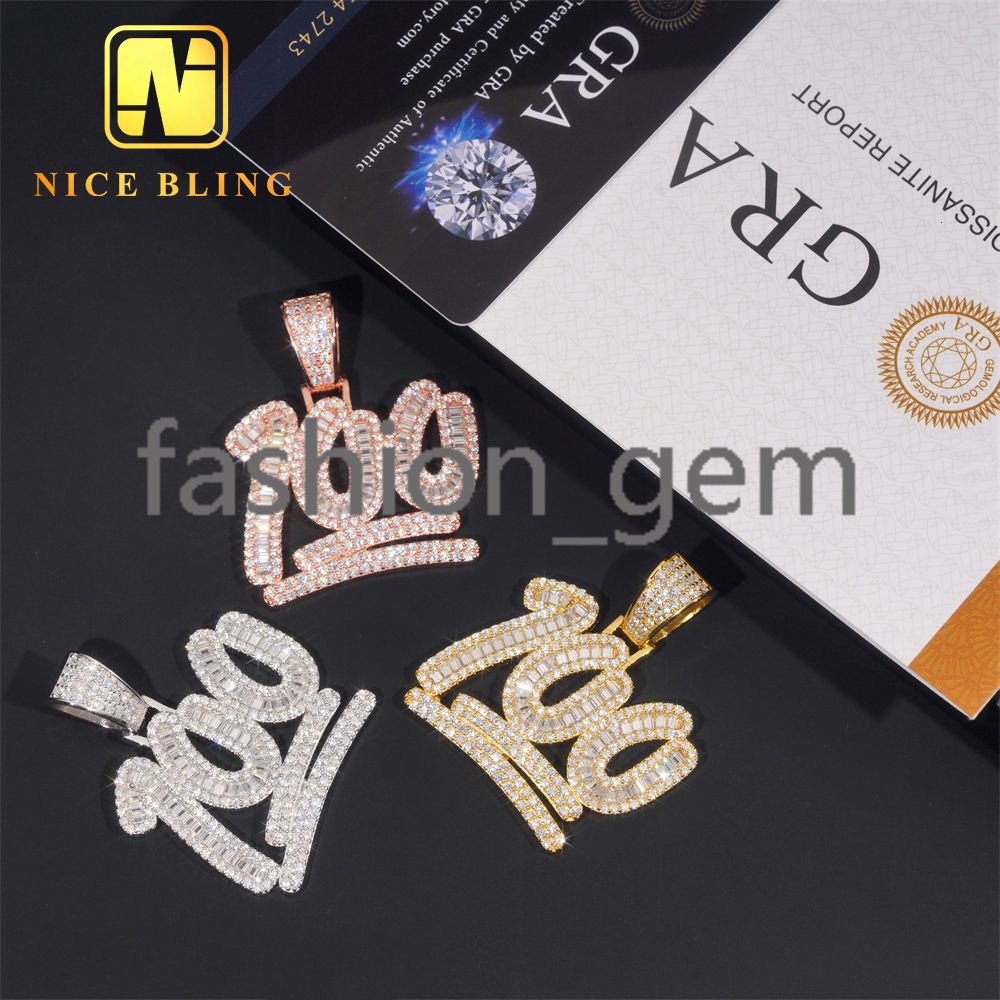Custom Iced Out Number 100 Hip Hop Moissanite Jewelry Pendant VVS Moissanite 925 Sterling Silver Hip Hop Pendant