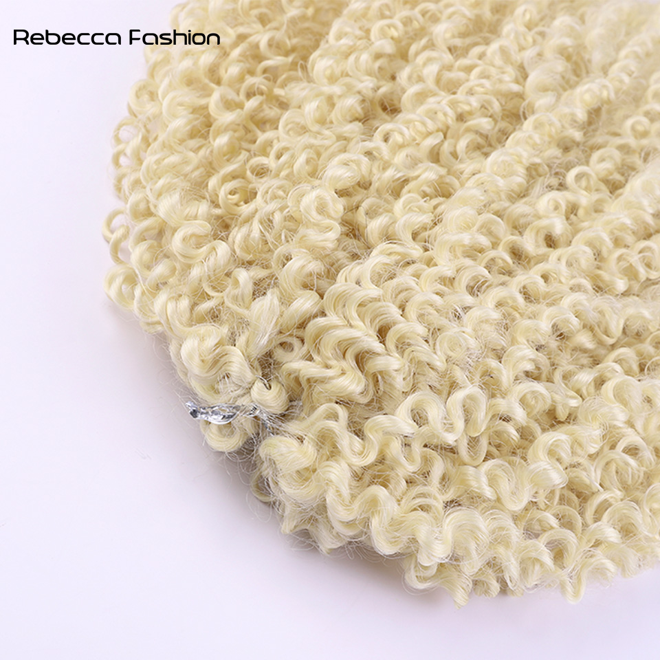 Rebecca Fashion Synthetic Hair Curly Wave Daily Synthetic Braid Hair Ombre Blonde Pink 18 Inch Deep Wave Braiding Hair Extension