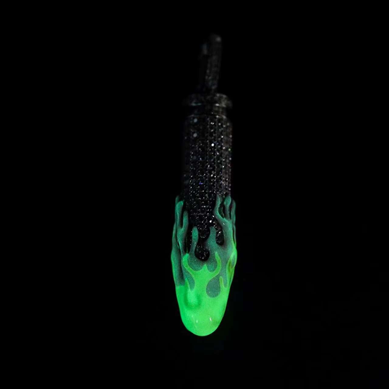 Hot Selling Stylish Hip Hop Style 925 Silver Iced VVS Moissanite Diamond Pendant Necklace Glow Dark Bullet Design Necklace