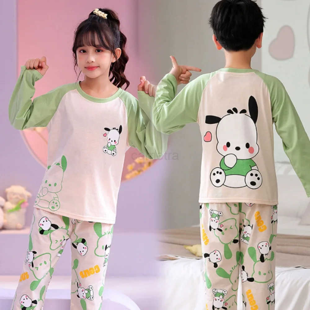Sanrio Kuromi Lovely Children Pajama Sets Loose Cute Print Round Neck Breathable Kids Nightwear Suit Causal Comfortable Pajamas XJ250618XJ250618