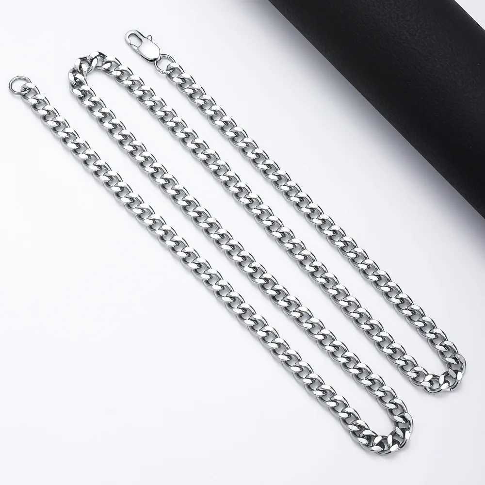 Basic Punk Stainless Steel 357mm Curb Cuban Necklaces For Men Women Black Gold Color Link Chain Chokers Solid Metal Jewelry W250618