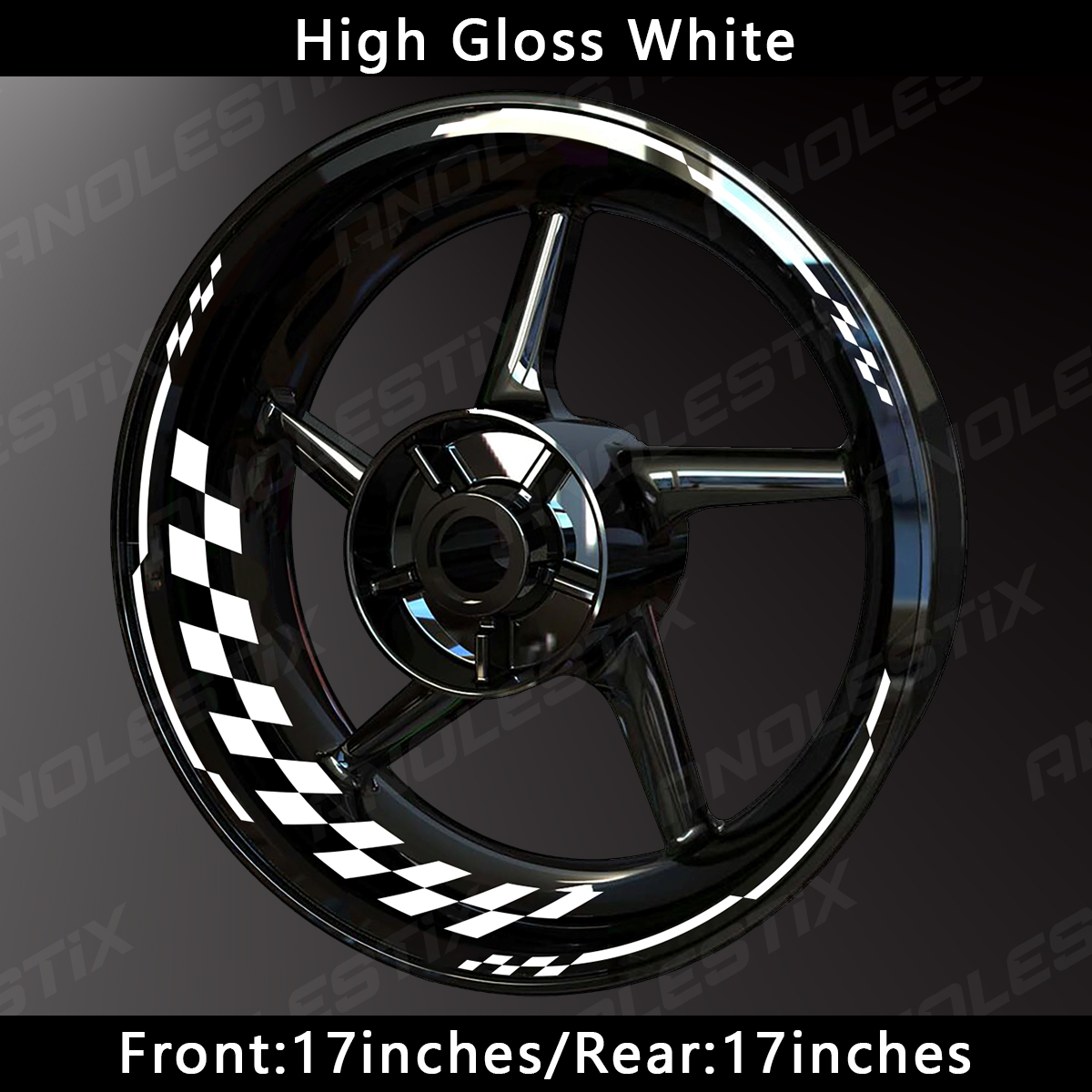 AnoleStix Reflective Motorcycle Wheel Stickers Hub Decal Rim Stripe 17 Inchs For YAMAHA Honda Kawasaki Suzuki BMW KTM Ducati Triumph