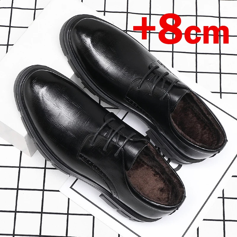 Men Hollow Summer Platform High Heel 5810 CM Height Growth Formal Derby Leather Shoes Man Wedding Dress Elevator 250612