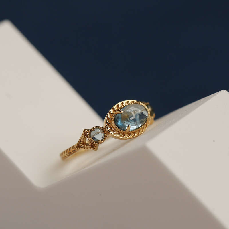 Every Sea is an Island for Women Ins Style Anti-Topaz Gold-Plated Simple Open Ring