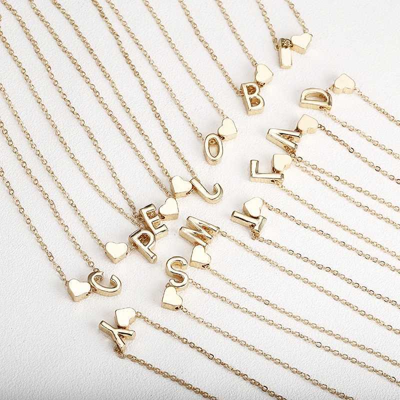 Fashion Tiny Heart Dainty Initial Necklace With Letter Name Choker Necklace For Women Pendant Jewelry Accessories Gift W250618