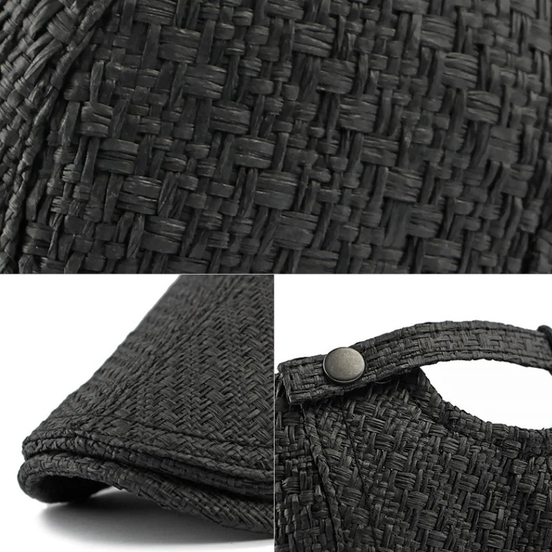 Beret Spring Summer Straw Sun Cap Hat Men Women Breathable Flat Beret Cap Male Female Adjustable Artist Painter Beret Hat 250604