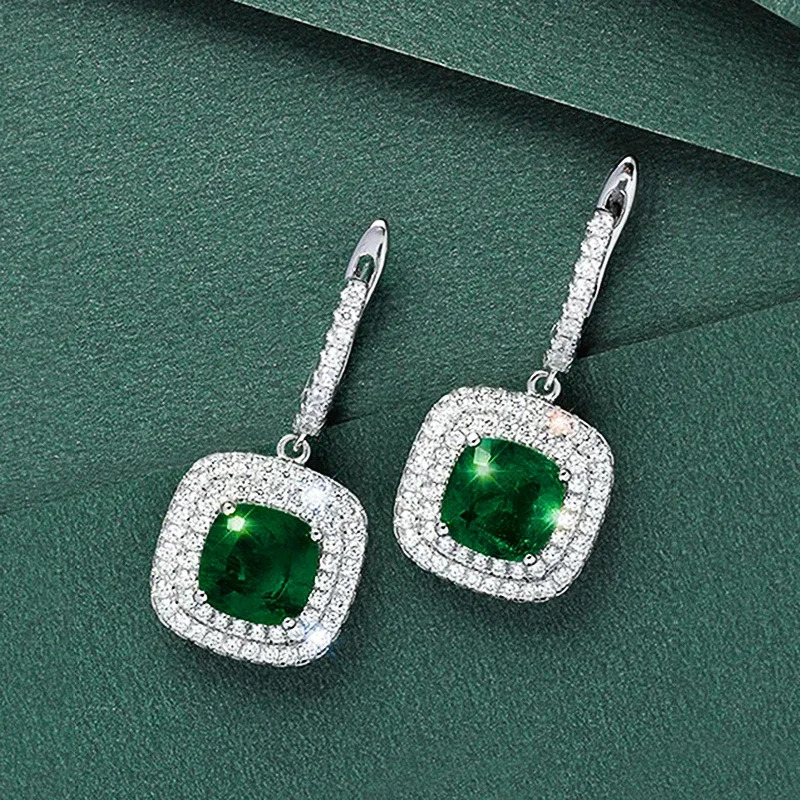 Huitan Elegant Drop Earrings for Women Brilliant Creative Green Cubic Zirconia Ear Accessories Modern Engagement Jewelry Gifts 250617