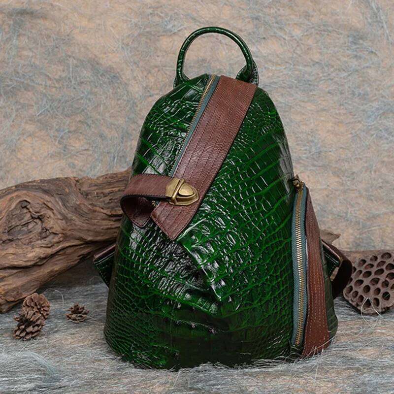 Johnature Vintage Eming Genuine Leather Backpack Multipurpose Women Bag Natural Real Cowhide Handmade Travel Backpacks