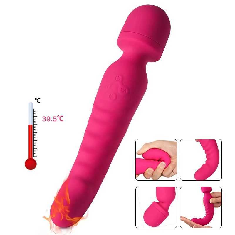 Heating Powerful Magic Wand Vibrator Oral USB Charging Clit Vibrators for Women Massager Adult Sex toys for Women Masturbator W250618