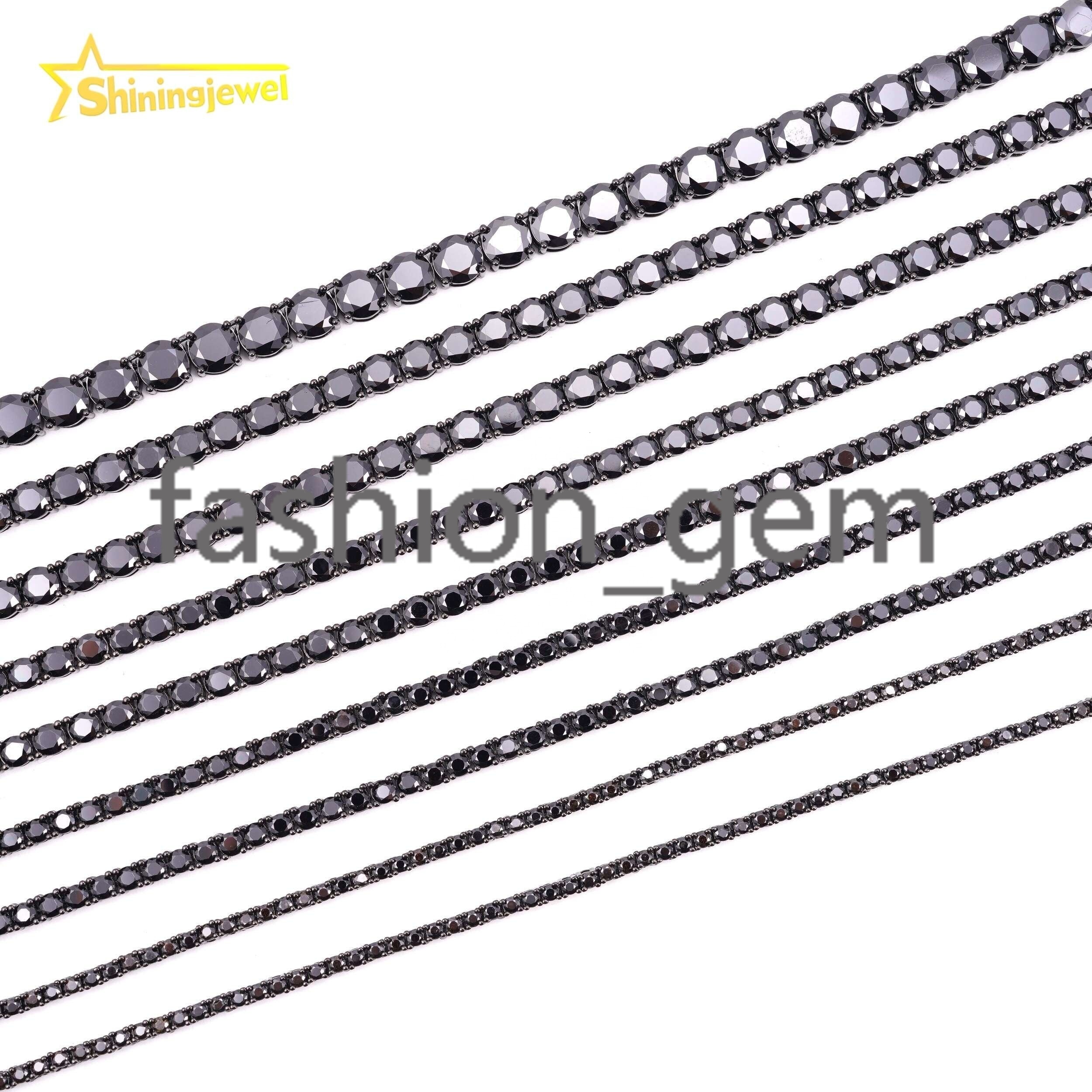 925 Silver Jewelry Hip Hop GRA Certificate Black Gold Plated Necklace Black Moissanite Tennis Chain