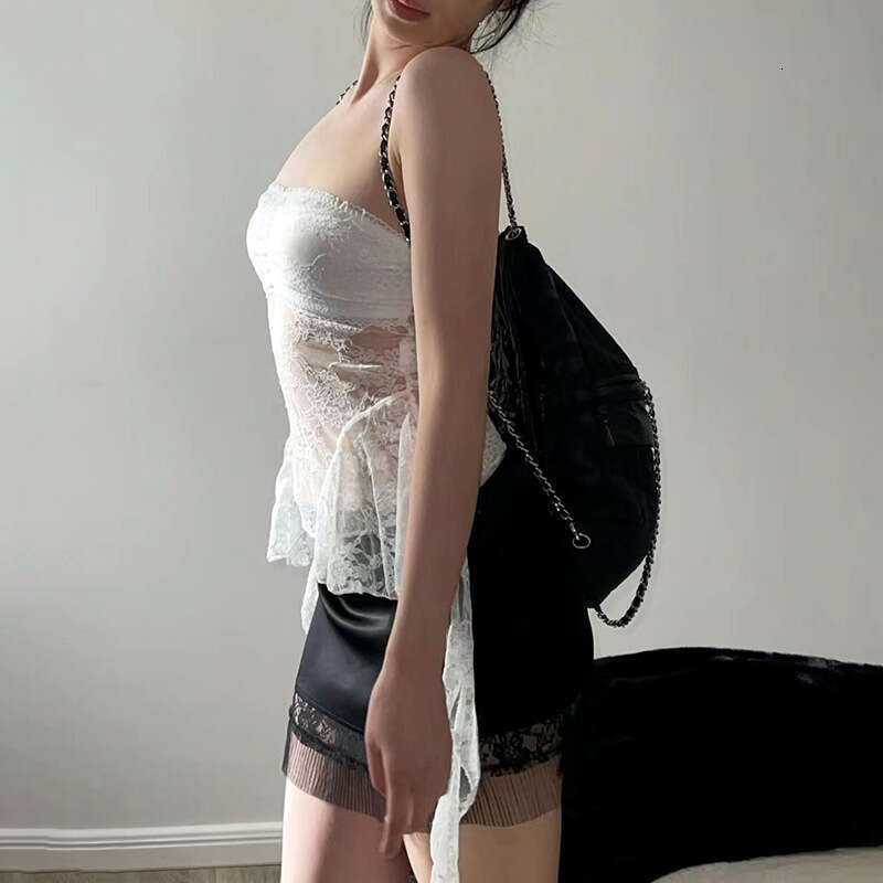 Spring New Women's Fashion Sexy Lace Tube Mesh Crop Top Vest B5