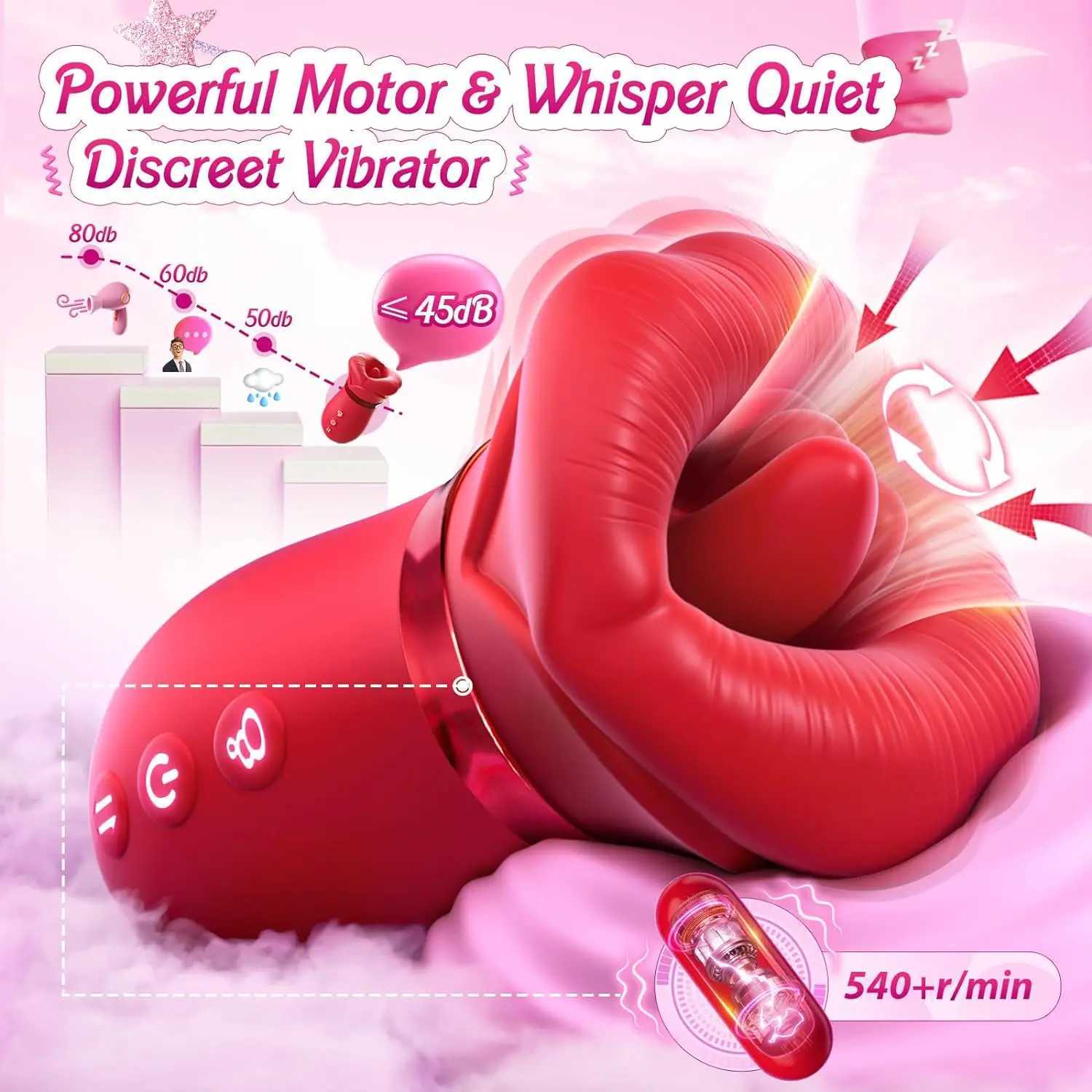 APP 4 In 1 Oral Suction Vibrator Rose Sex Toy Tongue Licking And Sucking Adult Toy Clitoris Nipple G spot Vibrator For Female W250618