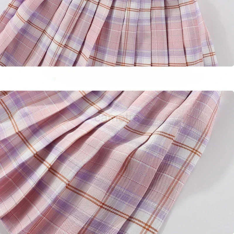 Sanrio Anime Sanrio Children Clothes Kids Set Kuromi Long Sleeve Sweater Tops Checkered Pleated Skirt Girls Festival Clothing Gift XJ250618