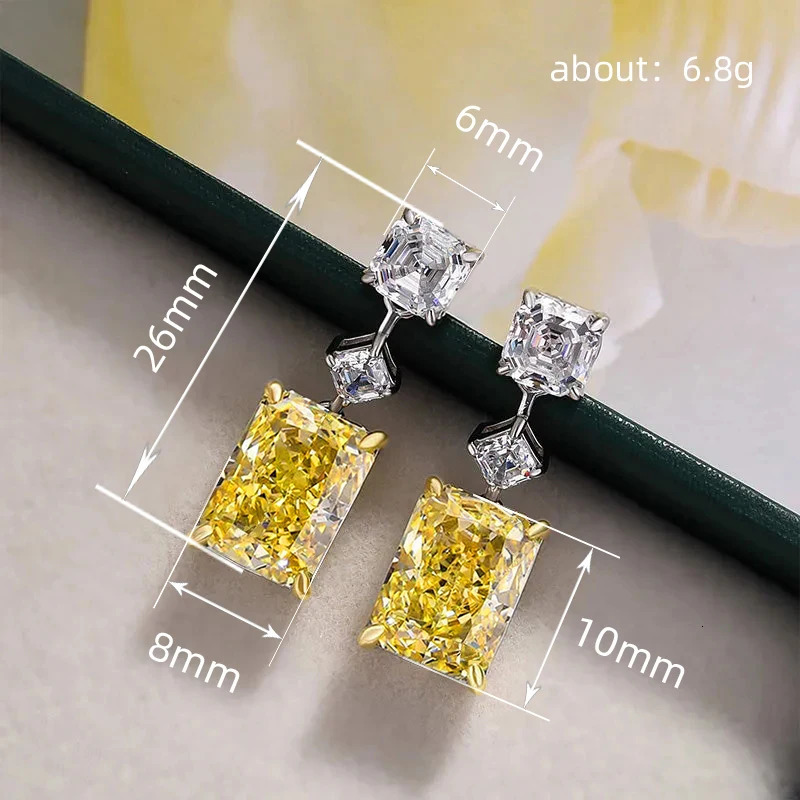 Huitan Yellow Cubic Zircon Dangle Earrings for Women Temperament Elegant Ear Accessories Daily Wear Party Aesthetic Lady Jewelry 250617