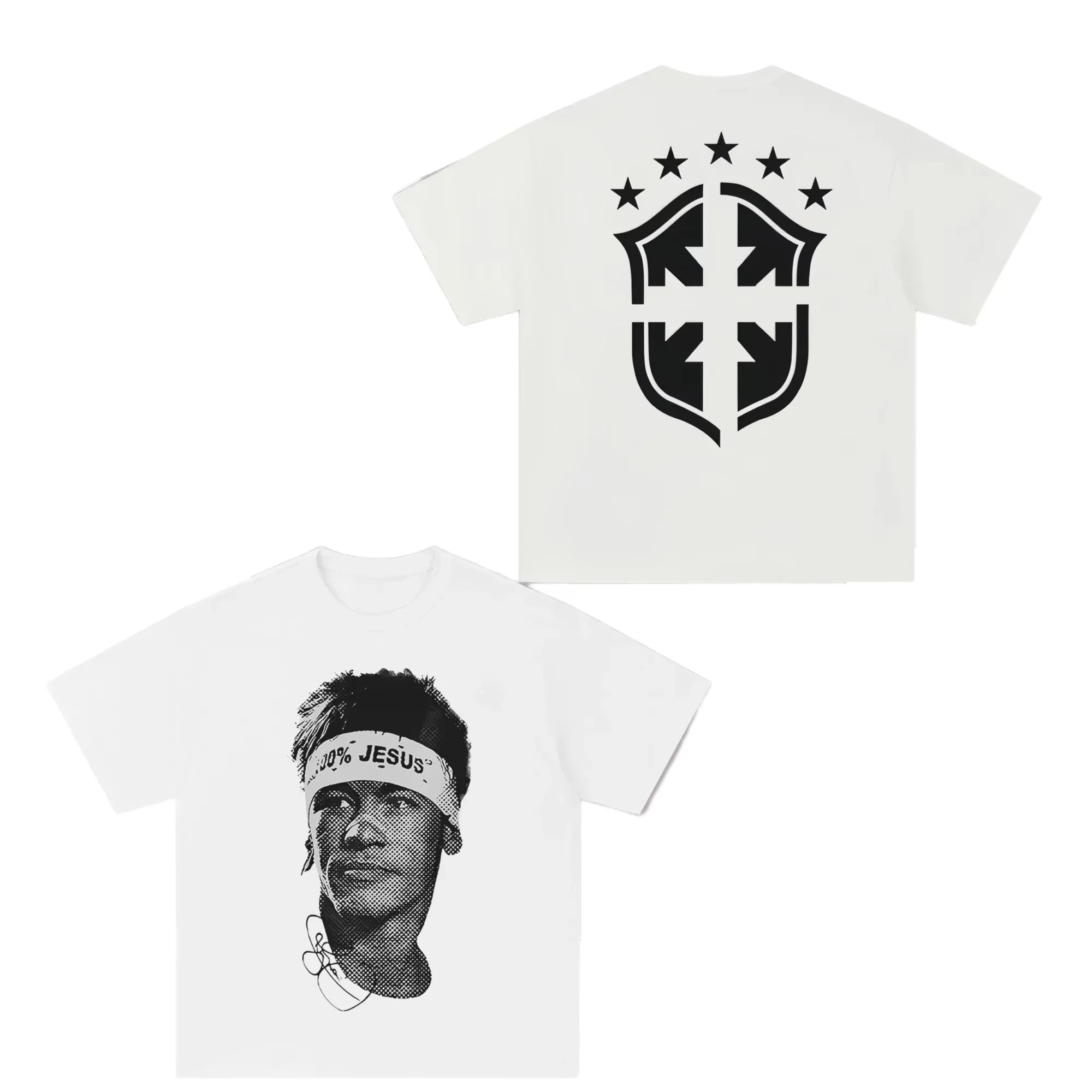 Football Star Print Cotton Short-sleeved T-shirt Men Women Clothing Athleisure Print Fashion Oversize Casual Tee