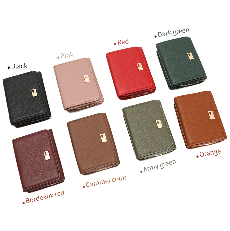 Freeshipping New Designer Genuine Women's Leather Wallet Luxury Clutch Zipper Multi-card Slot Card Holder Large Capacity Japanese Style Short Sol